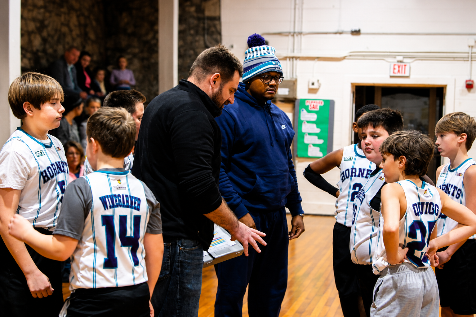 SRA basketball coaches speaking with players